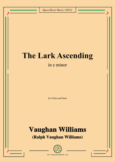 Vaughan Williams-The Lark Ascending(1925),in e minor (arr. OSM Press)