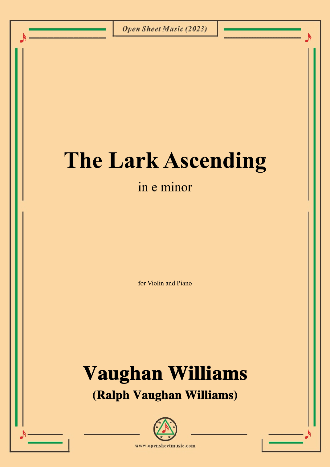 Vaughan Williams-The Lark Ascending(1925),in e minor (arr. OSM Press)