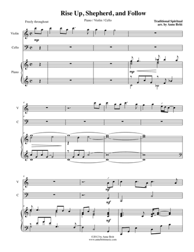 Rise Up, Shepherd, and Follow (piano/violin/cello) (arr. Anne Britt)