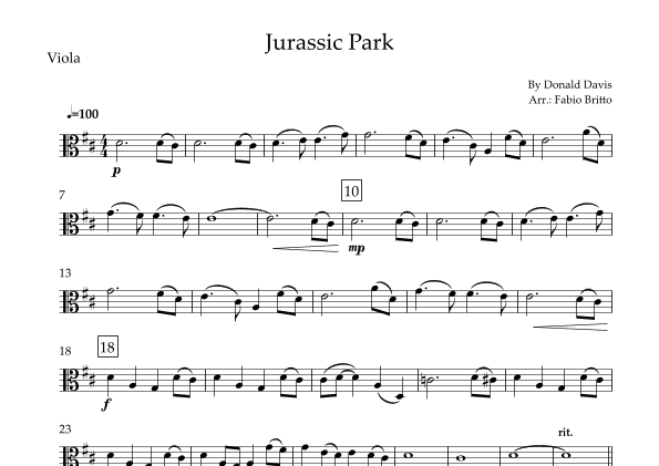 Jurassic Park Iii (arr. Fabio Britto)