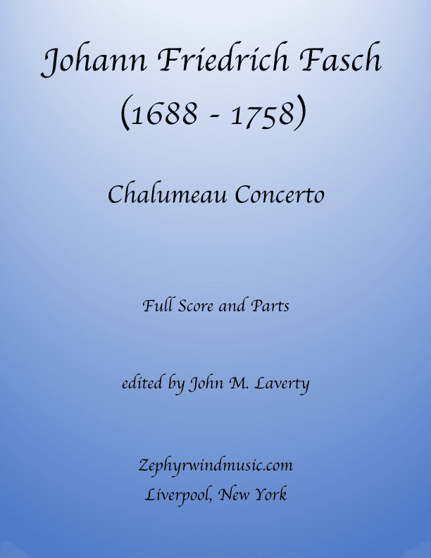 Chalumeau Concerto FaWV L:B 1 (arr. John M. Laverty)