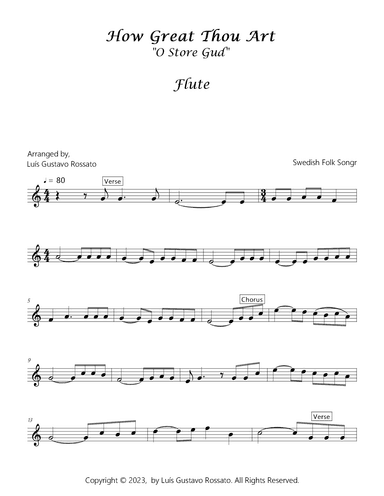 How Great Thou Art (O Store Gud) - Flute (arr. Luís Gustavo Rossato)