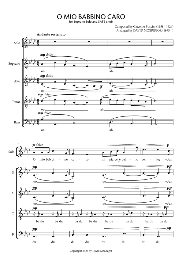 O Mio Babbino Caro (arr. David McGregor)