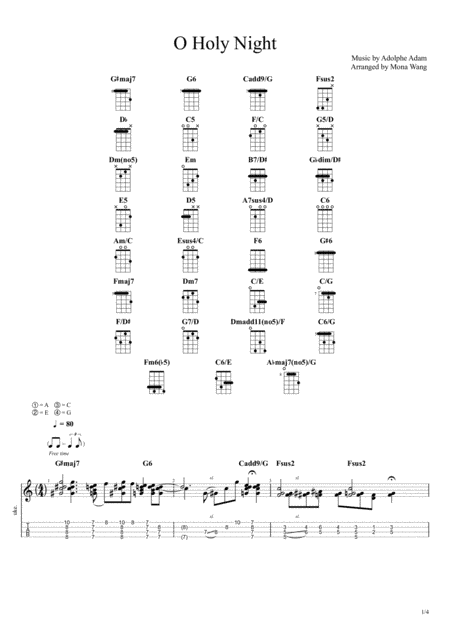 O Holy Night - Fingerstyle Ukulele Solo (arr. Mona Wang)