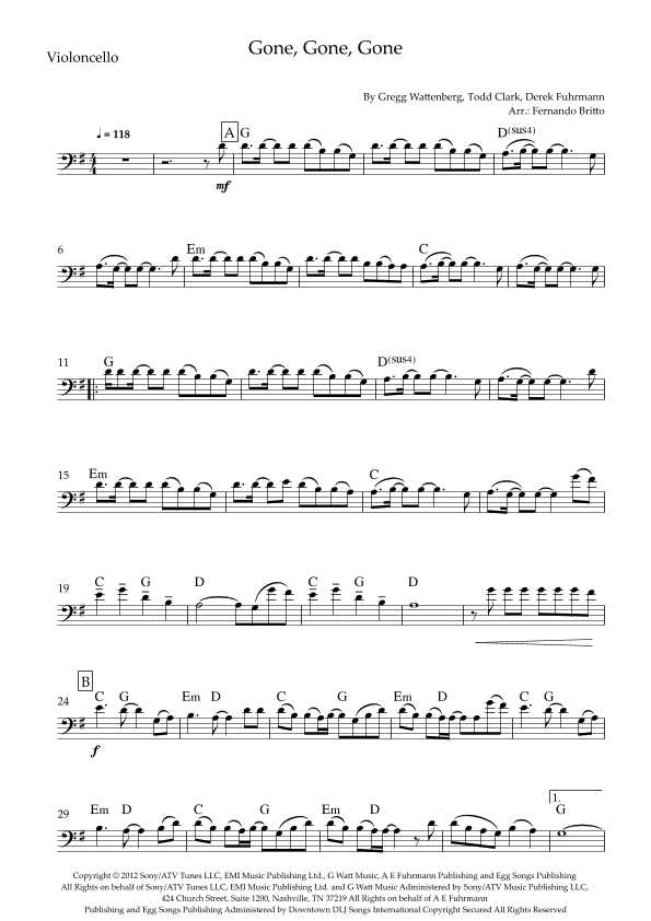 Gone, Gone, Gone (arr. Fernando Britto)