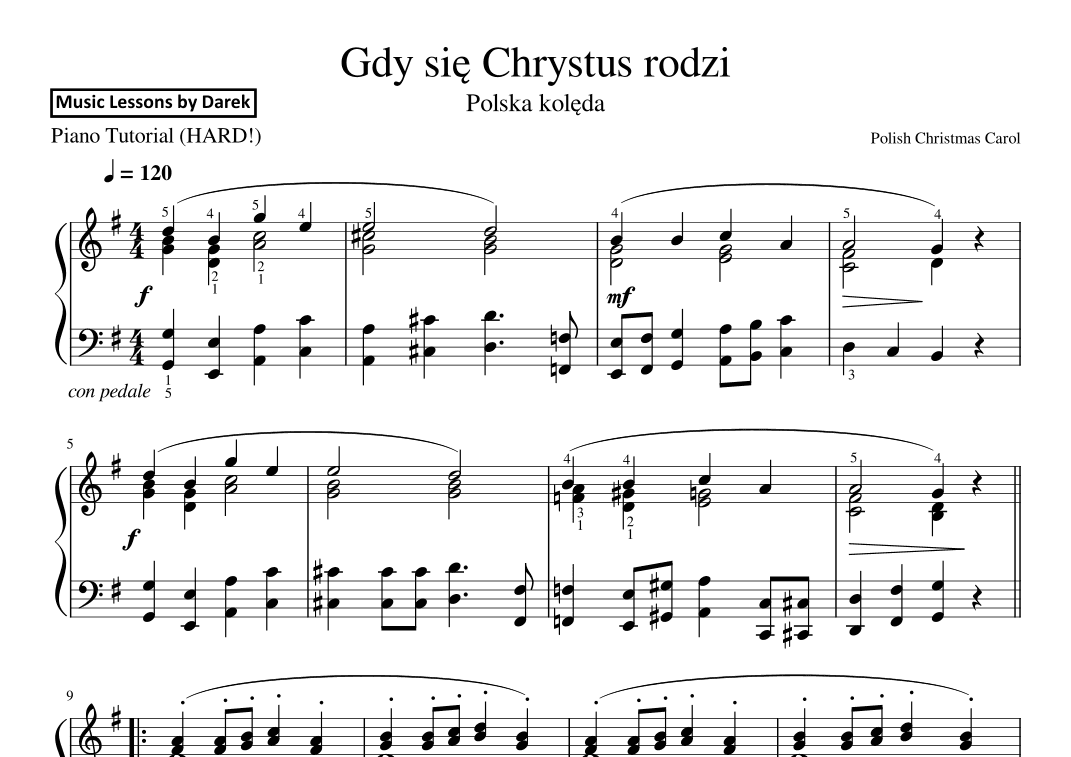 Gdy sie Chrystus rodzi (Polish Christmas Carol) [HARD PIANO] (arr. Darek)
