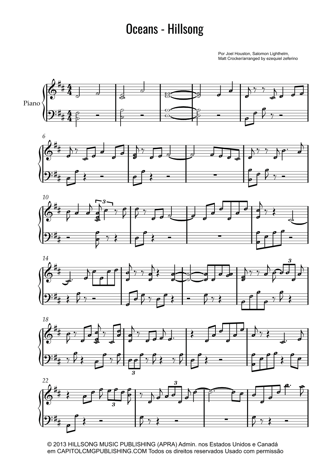 Oceans (where Feet May Fail) (arr. by ezequiel zeferino)