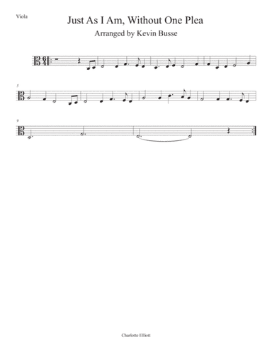 Just As I Am, Without One Plea (Easy key of C) - Viola (arr. Kevin Busse)