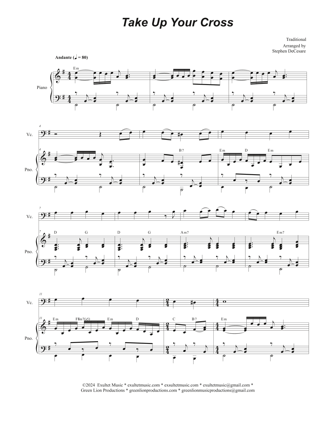 Take Up Your Cross (Cello solo and Piano) (arr. Stephen DeCesare)