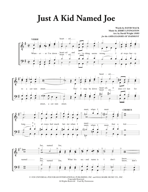 Just A Kid Named Joe (arr. David Wright)