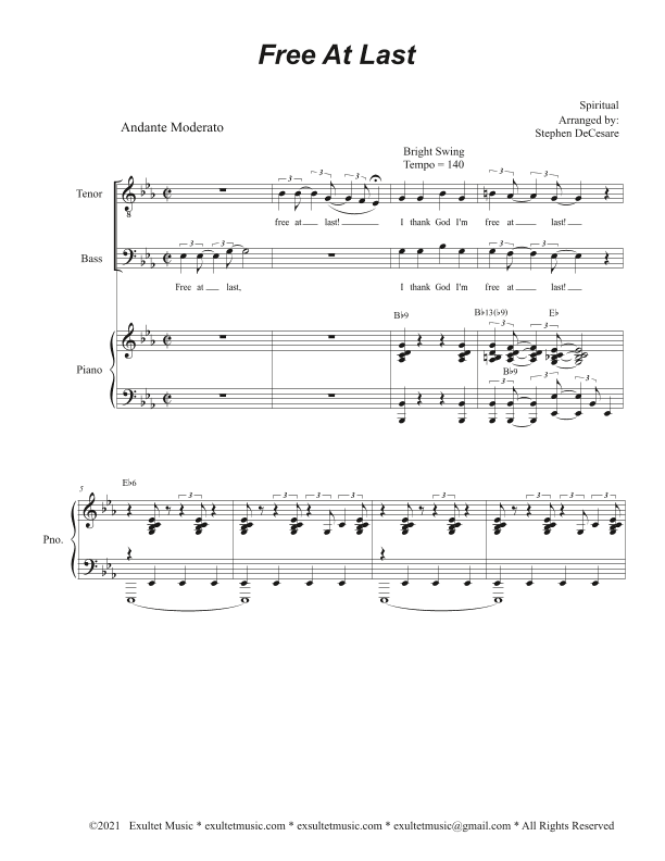 Free At Last (Duet for Tenor and Bass solo) (arr. Stephen DeCesare)