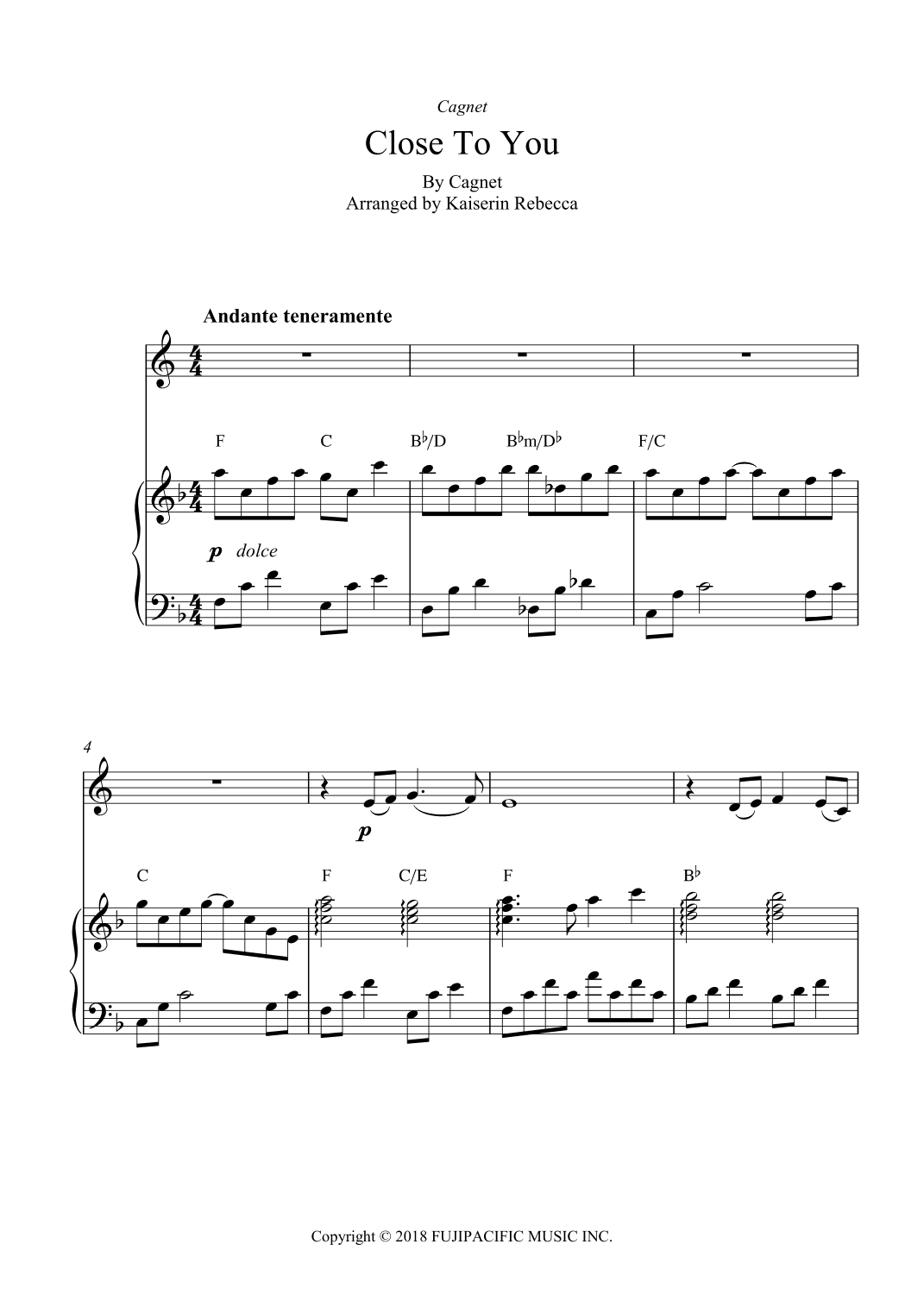 Close To You (arr. Kaiserin Rebecca)