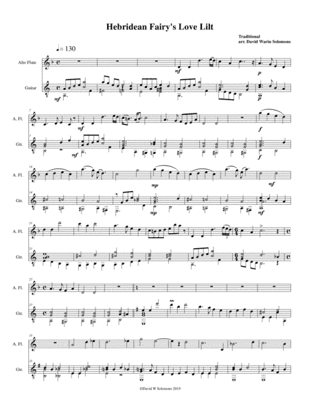 Hebridean fairy's love song (Tha Mi sgith) arranged for alto flute and guitar (arr. David Warin Solomons)