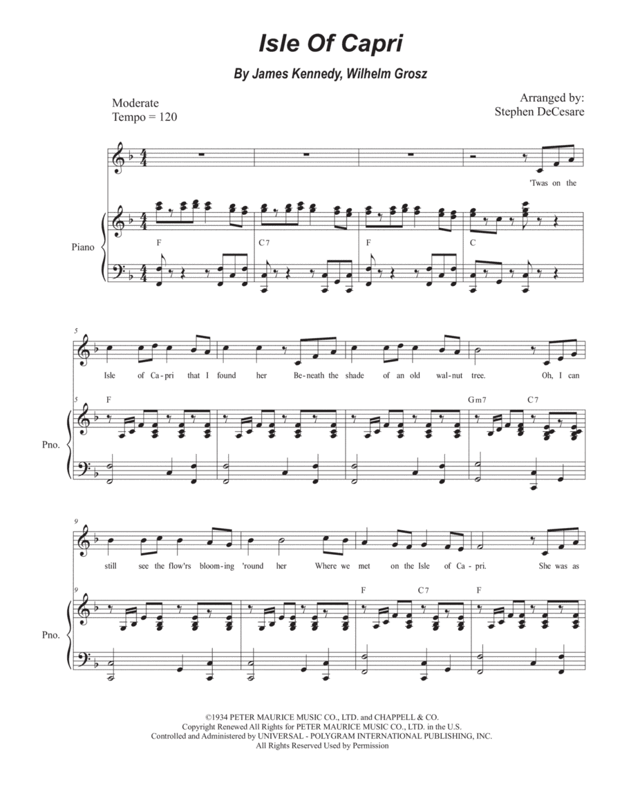 Isle Of Capri (arr. Stephen DeCesare)