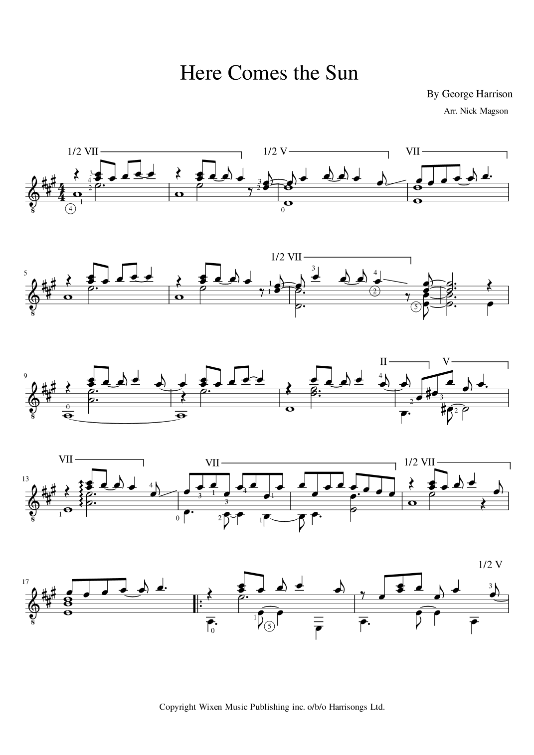 Here Comes The Sun (arr. Nick Magson)