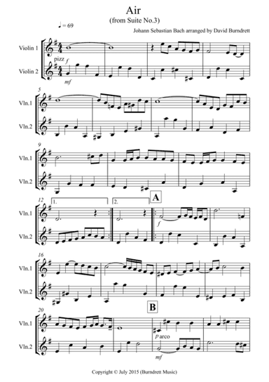 Air on a G String for Violin Duet (arr. David Burndrett)