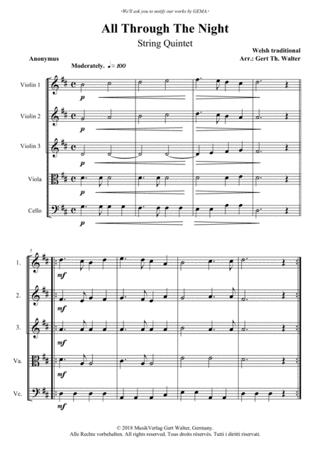 All Through The Night (arr. Gert Th. Walter)