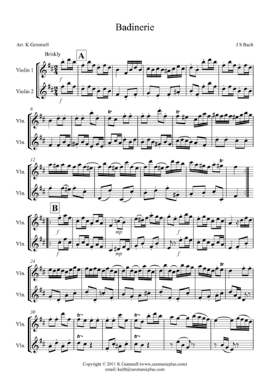 Badinerie – Violin Duet (arr. Keith Gemmell)