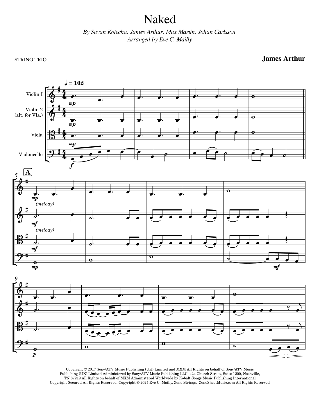 Naked (arr. Eve C. Mailly - Zene Strings)