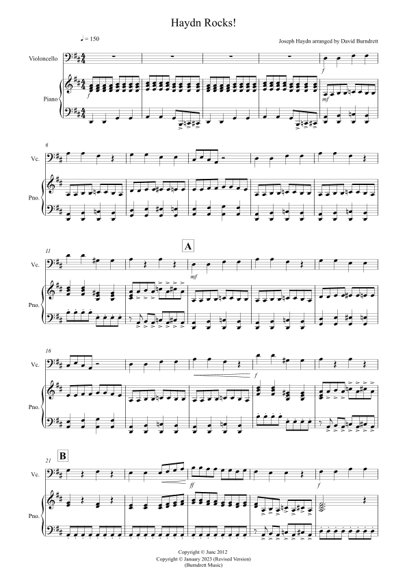 Haydn Rocks! for Cello and Piano (arr. David Burndrett)