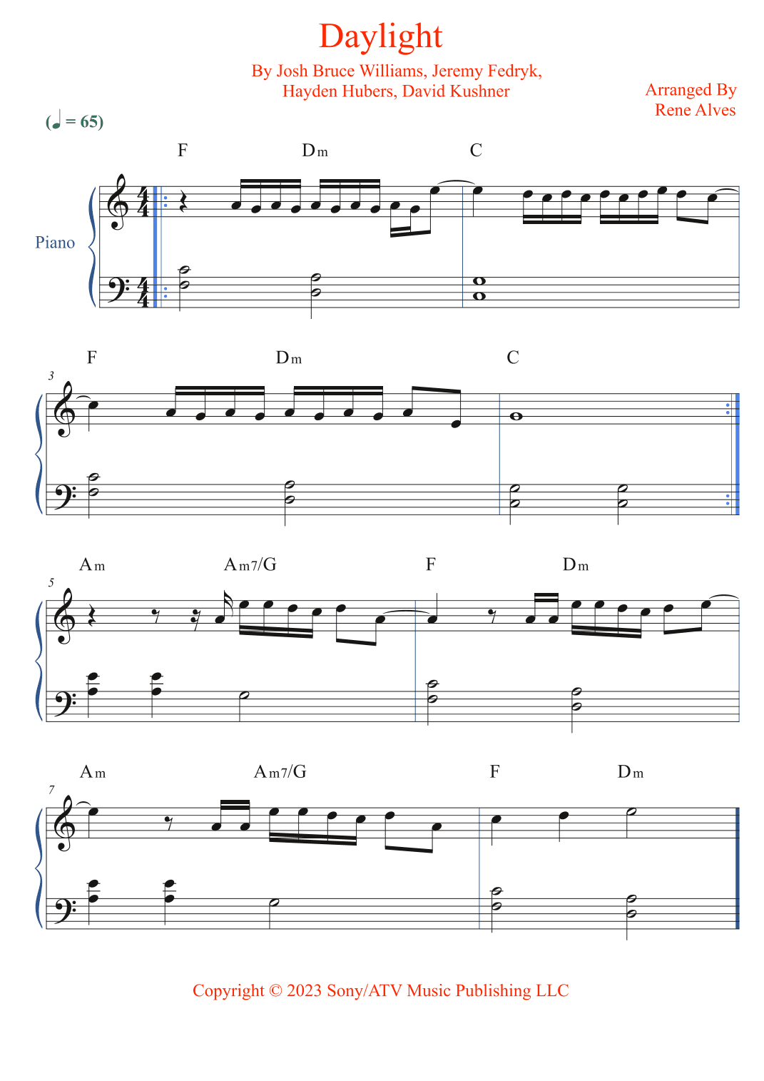 Daylight (arr. Rene Alves)
