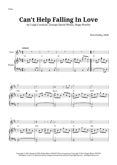 Can't Help Falling In Love (arr. Langanho)