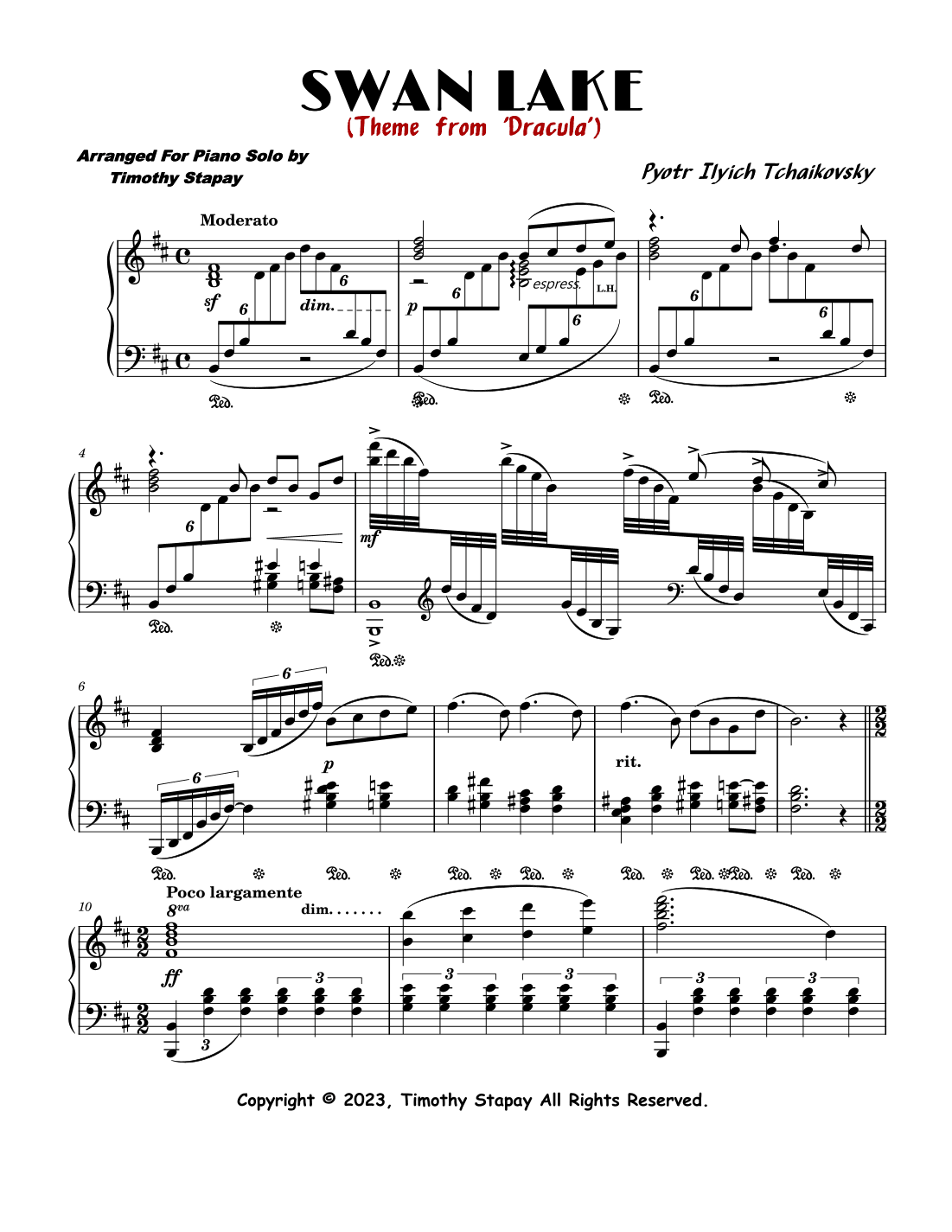 Swan Lake (Dracula Theme) (arr. Timothy Stapay)