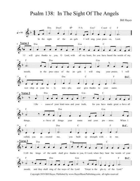 psalm 138:  In The Sight Of The Angels