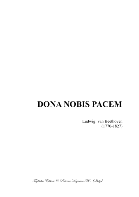 DONA NOBIS PACEM - Beethoven - For SATB Choir (arr. Renato Tagliabue)
