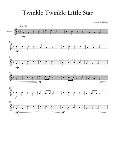 Twinkle Twinkle Little Star for Violin in F Major. Very Easy. (arr. Matheus Araújo)