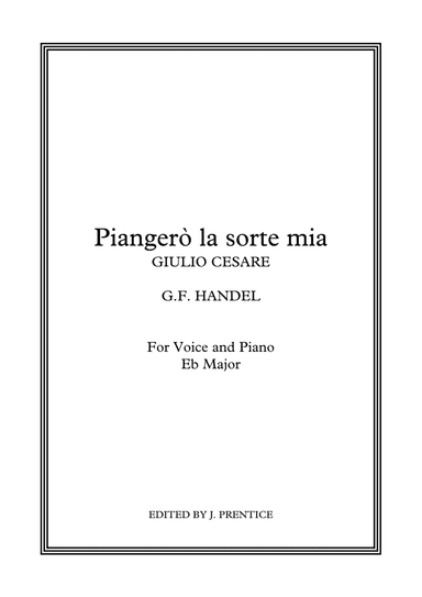 Piangerò la sorte mia - Giulio Cesare (Eb Major) (arr. Jonathan Prentice)