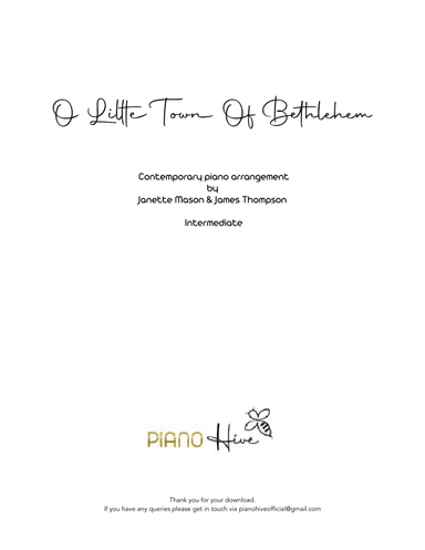 O Little Town Of Bethlehem (arr. Janette Mason and James Thompson)