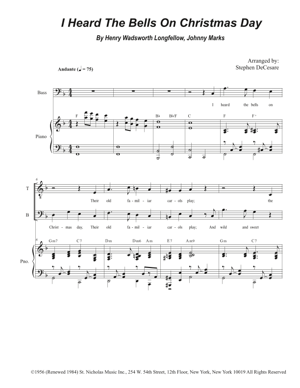 I Heard The Bells On Christmas Day (arr. Stephen DeCesare)