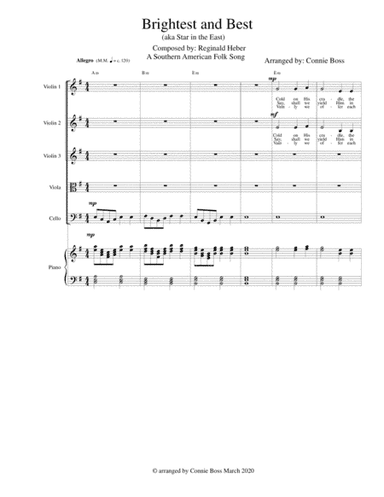 Brightest and Best - strings quintet and piano with parts (arr. Connie Boss)