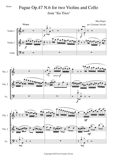 Fugue Op.47 N.6 for two Violins and Cello (arr. Cristiano Vecchi)