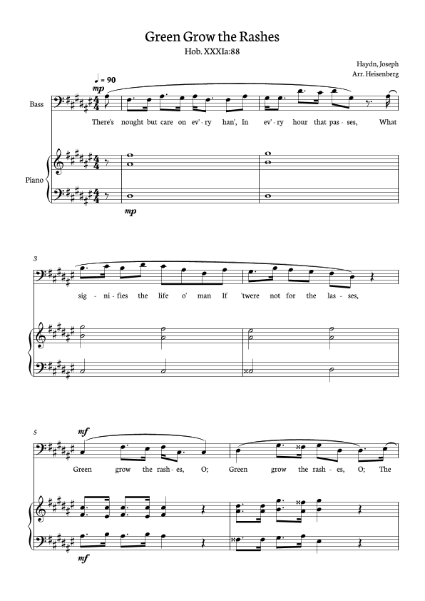 Joseph Haydn - Green Grow The Rashes for Bass with Piano in D# minor. (arr. Heisenberg)