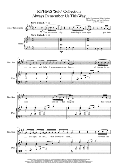 Always Remember Us This Way (arr. Kevin P Holdgate)