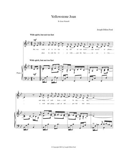 Yellowstone Joan (in B flat) for alto and piano