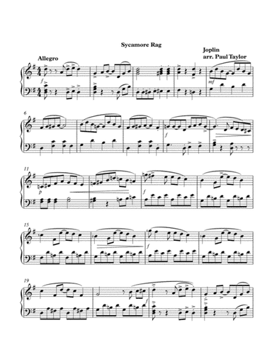 Sycamore Rag (arr. Paul Taylor)