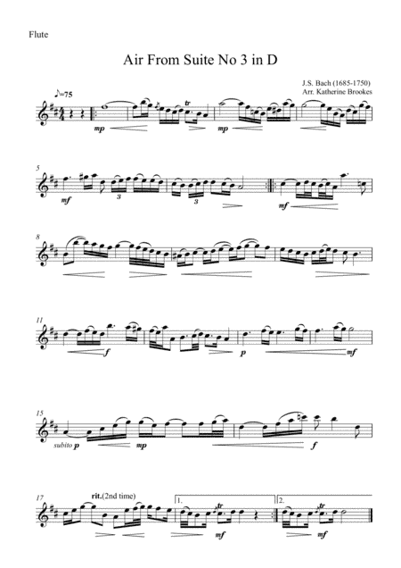 Air from Suite No 3 in D (Air on a G String) (arr. Katherine Brookes)
