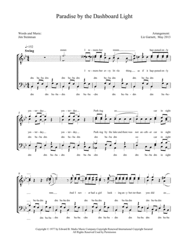 Paradise By The Dashboard Light (arr. Liz Garnett)