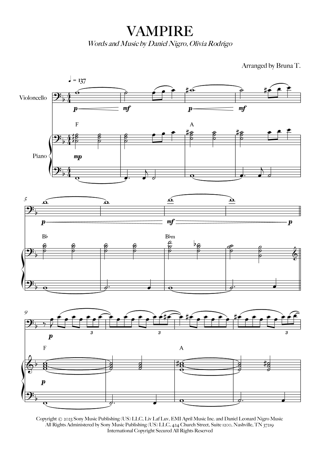 Vampire (arr. Bruna T.)