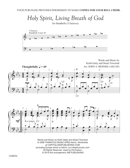 Holy Spirit, Living Breath Of God (arr. John A. Behnke)