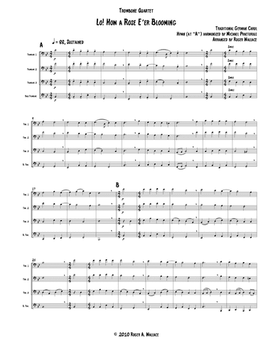 Lo! How a Rose E'er Blooming (Bassoon Quartet) (arr. Roger Wallace)