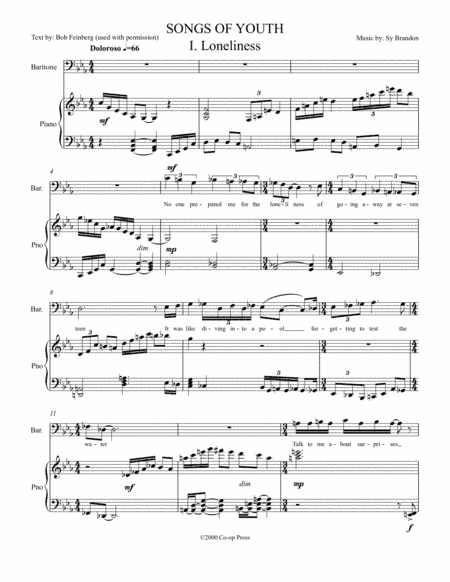 Songs of Youth for Baritone Voice and Piano