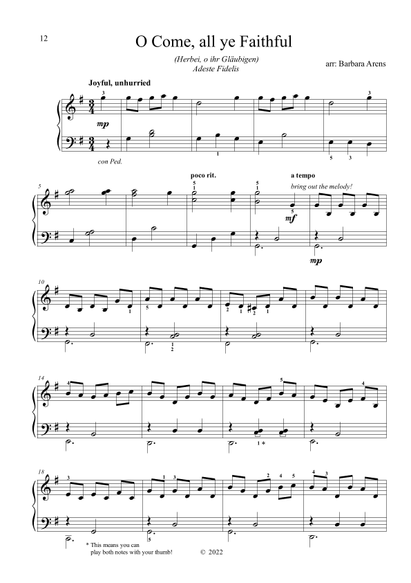 O Come all ye Faithful/Adeste Fidelis/Herbei, o ihr Gläubigen-  Waltz (arr. Barbara Arens)