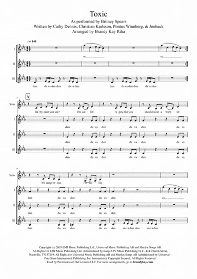 Toxic (arr. BK Riha / Brandy Kay Riha)