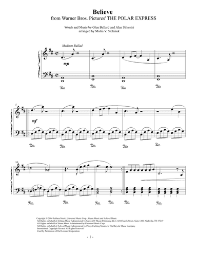 Believe (arr. Misha Stefanuk)