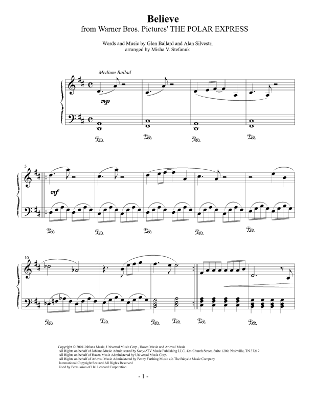 Believe (arr. Misha Stefanuk)