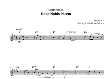 Dona Nobis Pacem - for clarinet (with chords) (arr. Rodrigo Faleiros)